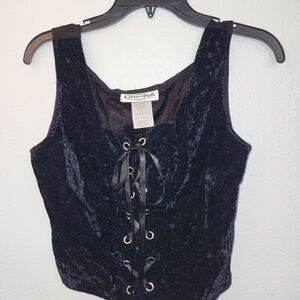 Cristina Black Velvet Lace-Up Corset